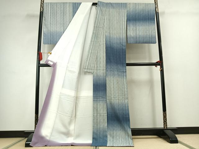 平和屋着物●上質な紬 市松文様 やまと金ラベル 正絹 逸品 AABJ4609fy