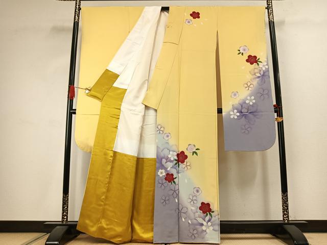 平和屋着物●豪華振袖 舞桜文 暈し染め 金彩 正絹 逸品 AABJ4610fy