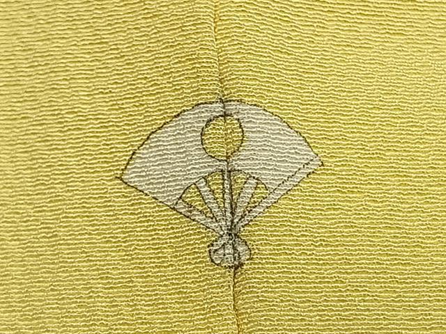 平和屋着物●上質な色無地 淡黄色 丹後ちりめん 反端付き ロング丈 正絹 逸品 AABJ4619fy