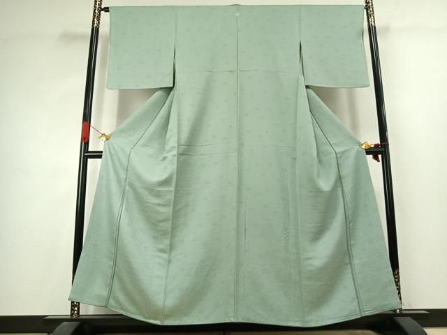 平和屋着物●上質な色無地 花唐草地紋 錆青磁色 正絹 逸品 AABJ4620fy