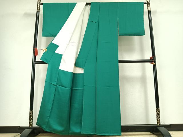 平和屋着物●上質な色無地 草花地紋 萌葱色 草木染 正絹 逸品 未使用 AABJ4622fy