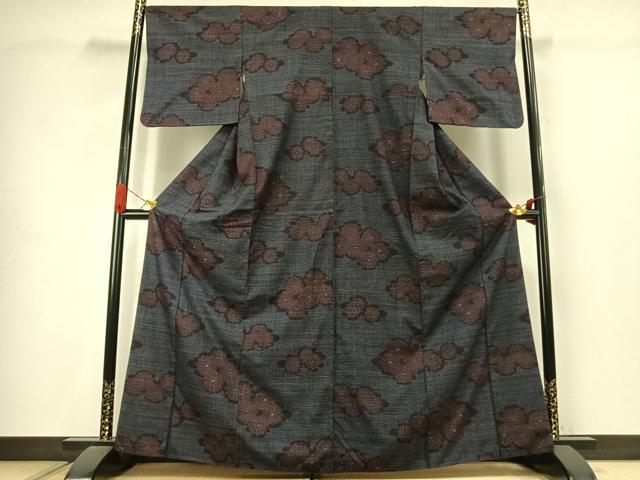 平和屋着物●結城紬 80亀甲 舞花文 正絹 逸品 AABJ4623fy