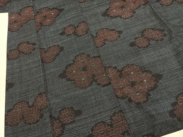 平和屋着物●結城紬 80亀甲 舞花文 正絹 逸品 AABJ4623fy