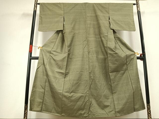 平和屋着物●上質な紬 色無地 柳茶色 正絹 逸品 未使用 AABJ4629fy