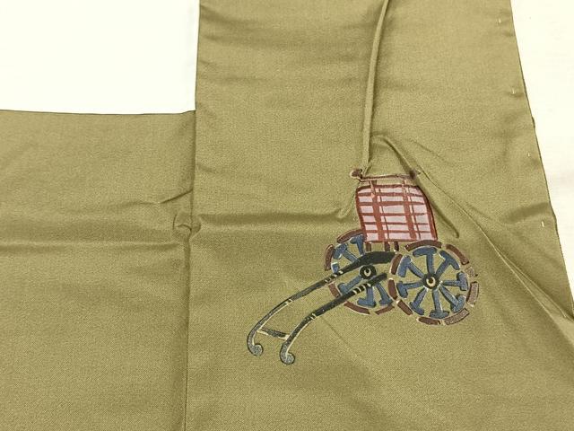 平和屋着物●上質な紬 色無地 柳茶色 正絹 逸品 未使用 AABJ4629fy