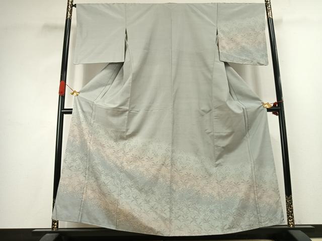 平和屋着物●訪問着 紬地 草花文 正絹 逸品 未使用 AABJ4630fy