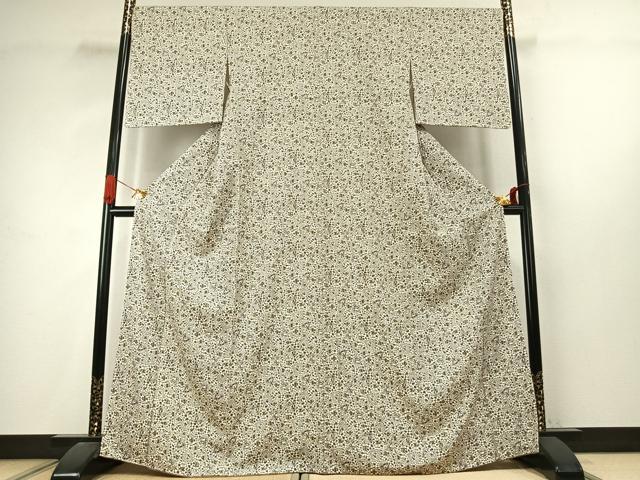 平和屋着物●上質な小紋 型染め 草花文 暈し染め 正絹 逸品 AABJ4635fy