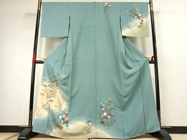 平和屋着物●訪問着 友禅 風景花文 暈し染め 正絹 逸品 AABJ4636fy