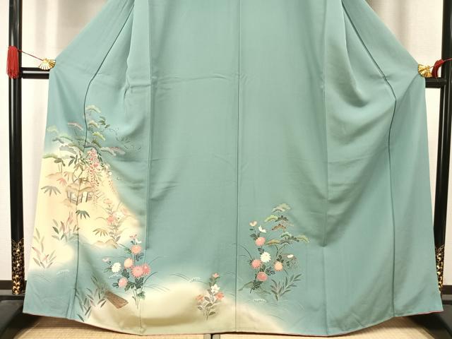 平和屋着物●訪問着 友禅 風景花文 暈し染め 正絹 逸品 AABJ4636fy