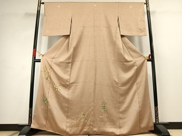 平和屋着物●豪華色留袖 草花文 金糸 正絹 逸品 AABJ4638fy