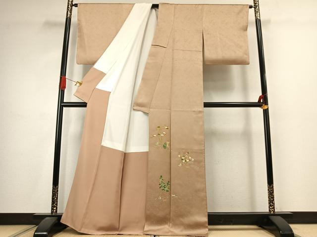 平和屋着物●豪華色留袖 草花文 金糸 正絹 逸品 AABJ4638fy