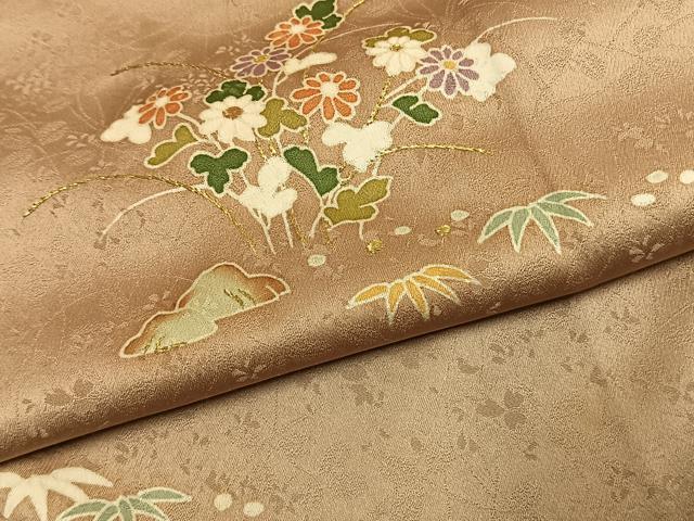 平和屋着物●豪華色留袖 草花文 金糸 正絹 逸品 AABJ4638fy