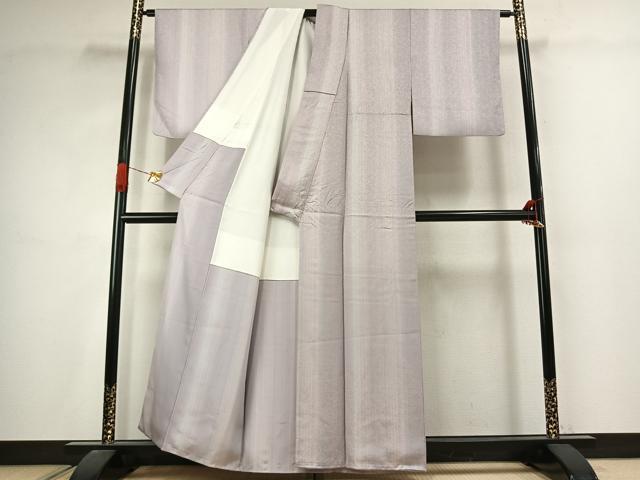 平和屋着物●上質な小紋 縞 暈し染め 丹後ちりめん 反端付き 正絹 逸品 AABJ4640fy