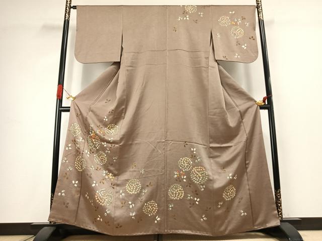 平和屋着物●訪問着 刺繍 草花文 金糸 正絹 逸品 AABJ4645fy