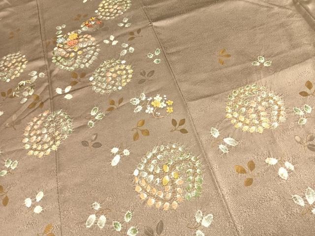 平和屋着物●訪問着 刺繍 草花文 金糸 正絹 逸品 AABJ4645fy