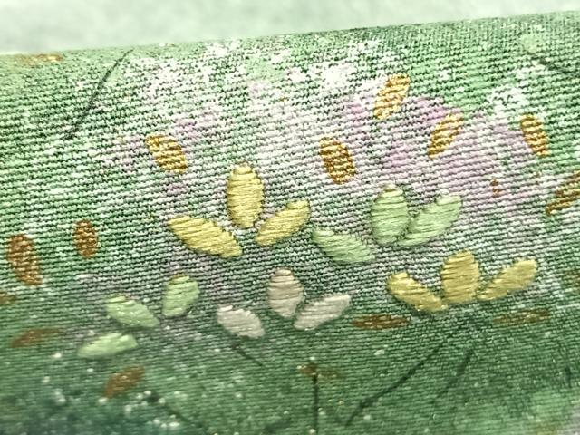 平和屋着物●訪問着 作家物 手描き 刺繍 風景文 暈し染め 金彩 ロング丈 正絹 逸品 AABJ4646fy