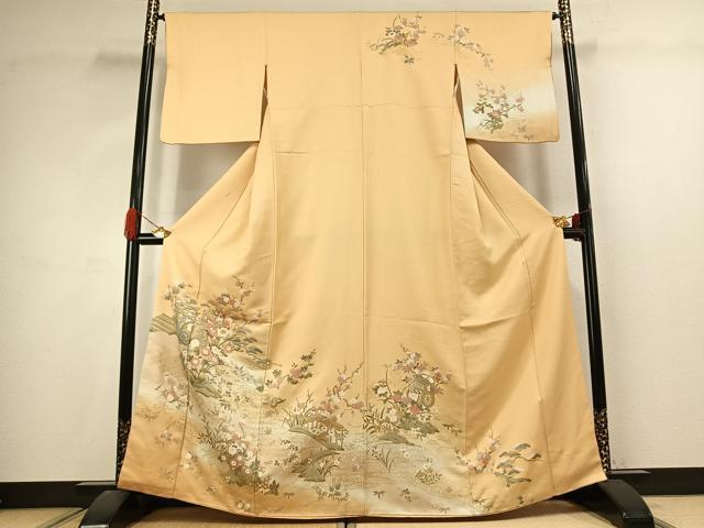 平和屋着物●訪問着 御所車花文 暈し染め 金彩 正絹 逸品 AABJ4648fy