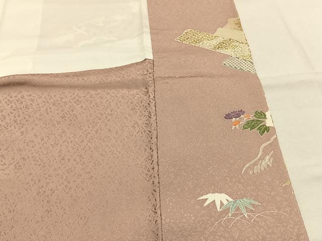 平和屋着物●豪華色留袖 駒刺繍 貝桶花文 金彩 正絹 逸品 AABJ4650fy