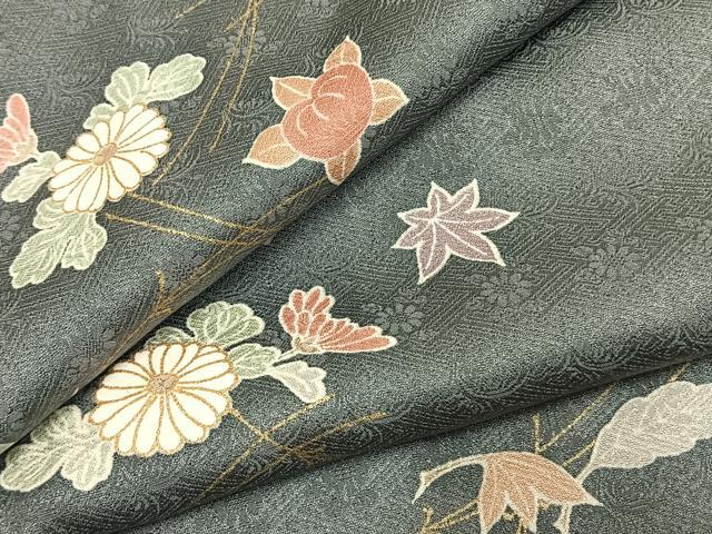 平和屋着物●上質な小紋 草花文 金彩 ますいわ屋扱い 正絹 逸品 AABJ4654fy
