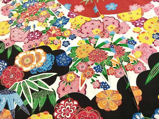 平和屋着物●豪華振袖 型染め 草花文 仮絵羽 正絹 逸品 未使用 AABJ4656fy