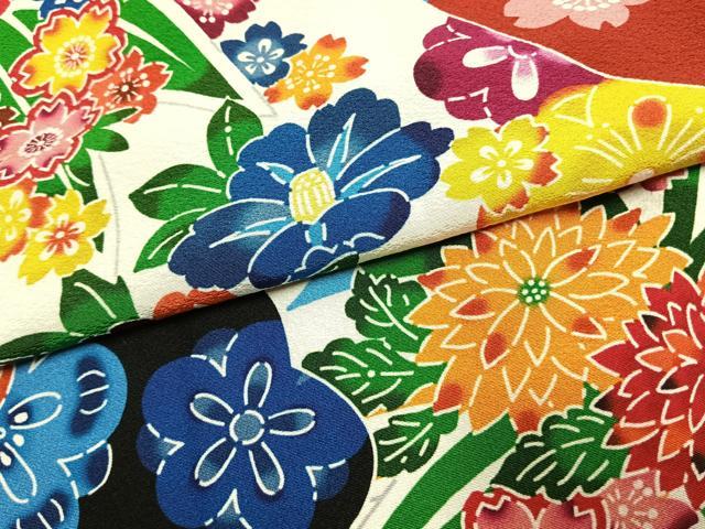 平和屋着物●豪華振袖 型染め 草花文 仮絵羽 正絹 逸品 未使用 AABJ4656fy