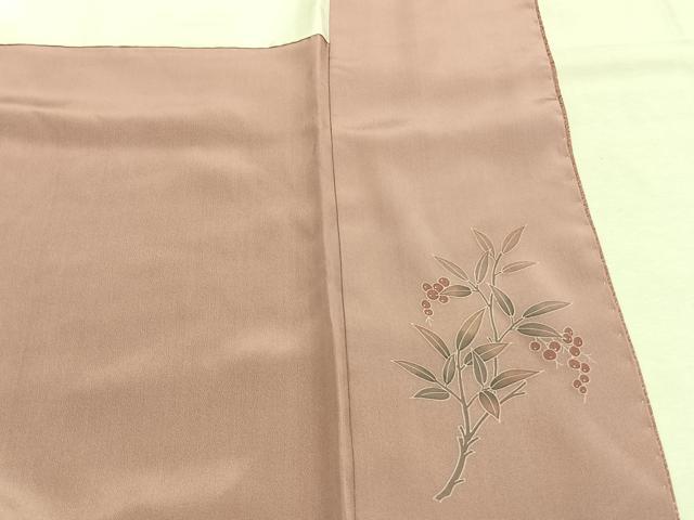 平和屋着物●京加賀友禅 百貫達雄 色無地 霞地紋 ときがら茶色 正絹 逸品 AABJ4657fy