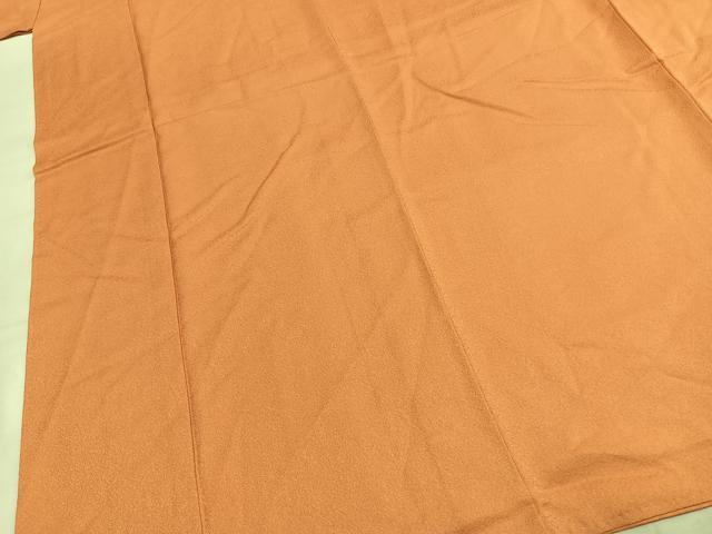 平和屋着物●本草木染作家 瑞寶 色無地 花唐草地紋 黄丹色 正絹 逸品 未使用 AABJ4659fy