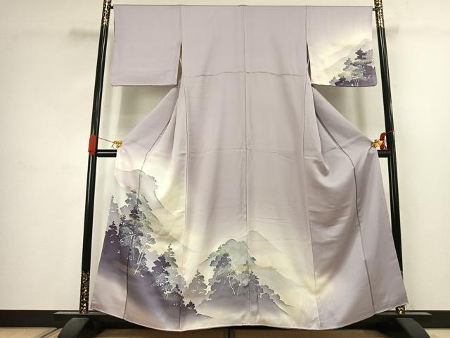平和屋着物●訪問着 風景樹林文 暈し染め 金銀彩 正絹 逸品 AABJ4669fy