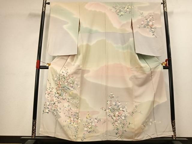 平和屋着物●訪問着 友禅 作家物 風景花文 暈し染め 正絹 逸品 AABJ4671fy