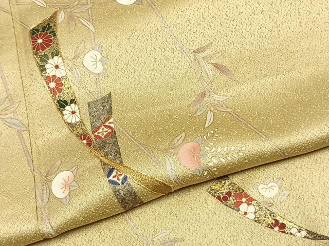 平和屋着物●訪問着 駒刺繍 熨斗花文 金彩 鈴乃屋扱い 正絹 逸品 AABJ4675fy