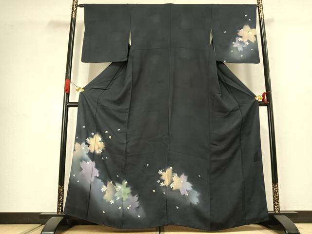 平和屋着物●訪問着 手描き 舞桜文 暈し染め 金彩 さが美扱い 正絹 逸品 AABJ4677fy