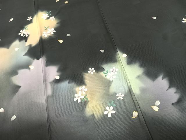 平和屋着物●訪問着 手描き 舞桜文 暈し染め 金彩 さが美扱い 正絹 逸品 AABJ4677fy