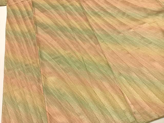 平和屋着物●上質な小紋 斜縞 暈し染め 正絹 逸品 未使用 AABJ4681fy