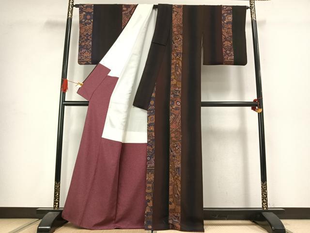 平和屋着物●訪問着 総刺繍 駒刺繍 花間道 鬼しぼ縮緬 正絹 逸品 AABJ4693fy