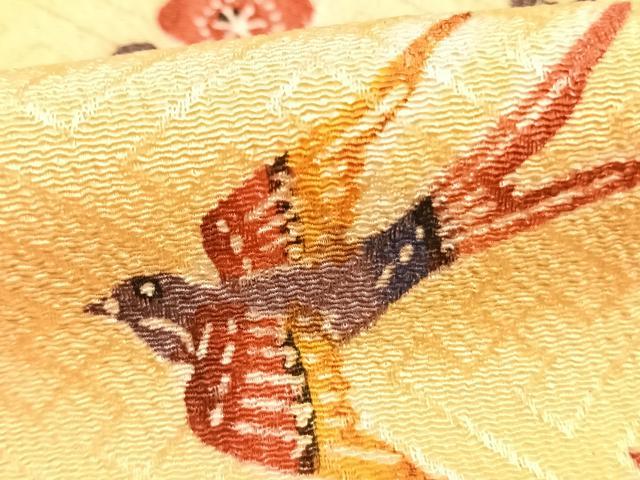 平和屋着物●訪問着 型染め 風景花鳥文 正絹 逸品 AABJ4694fy