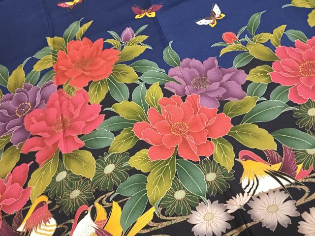 平和屋着物●豪華振袖 舞蝶花鳥文 金彩 正絹 逸品 AABJ4699fy