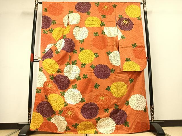 平和屋着物●豪華振袖 駒刺繍 草花文 金彩 正絹 逸品 AABJ4702fy