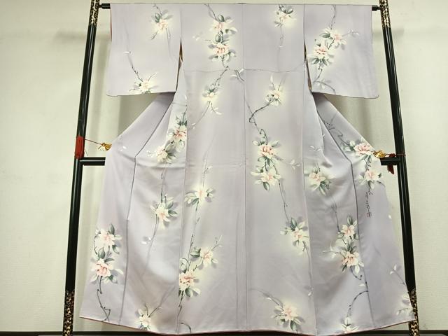 平和屋着物●二代目清次郎 手描き 小紋 草花文 暈し染め 正絹 逸品 AABJ4705fy