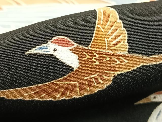 平和屋着物●本加賀友禅作家 毎田仁郎 黒留袖 花鳥文 ロング丈 正絹 逸品 AABJ4706fy