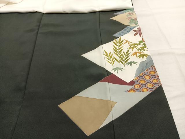 平和屋着物●本加賀友禅作家 毎田仁郎 黒留袖 花鳥文 ロング丈 正絹 逸品 AABJ4706fy