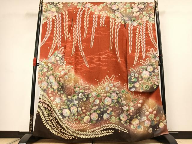 平和屋着物●豪華振袖 作家物 絞り 辻が花 暈し染め 金通し地 正絹 逸品 AABJ4710fy