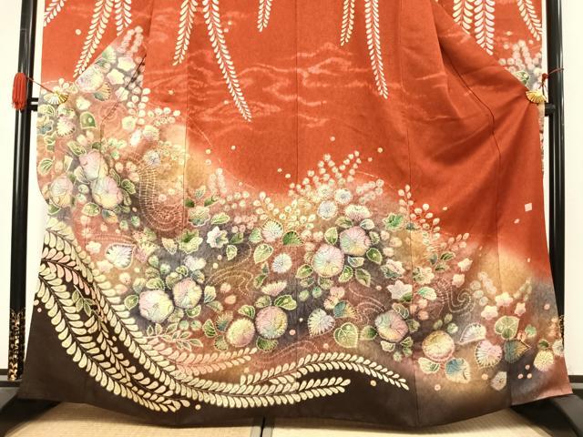 平和屋着物●豪華振袖 作家物 絞り 辻が花 暈し染め 金通し地 正絹 逸品 AABJ4710fy