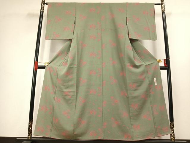 平和屋着物●世界的人形師 辻村寿三郎 ジュサブロー 小紋 枝花文 正絹 逸品 AABJ4711fy