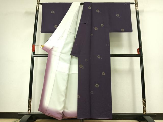 平和屋着物●上質な小紋 印伝 雪輪文 さが美扱い 正絹 逸品 AABJ4712fy