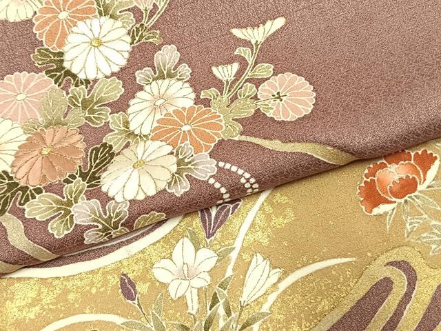 平和屋着物●豪華色留袖 刺繍 草花文 金糸 金彩 正絹 逸品 AABJ4714fy
