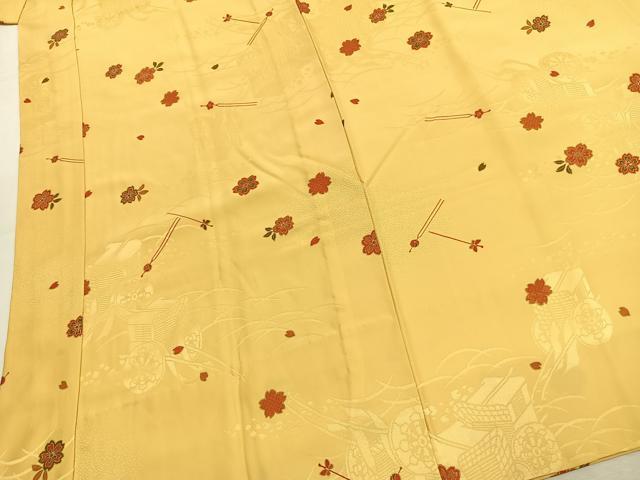 平和屋着物●長襦袢 無双仕立て 草花文 金彩 正絹 逸品 AABJ4715fy