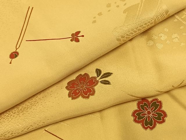 平和屋着物●長襦袢 無双仕立て 草花文 金彩 正絹 逸品 AABJ4715fy