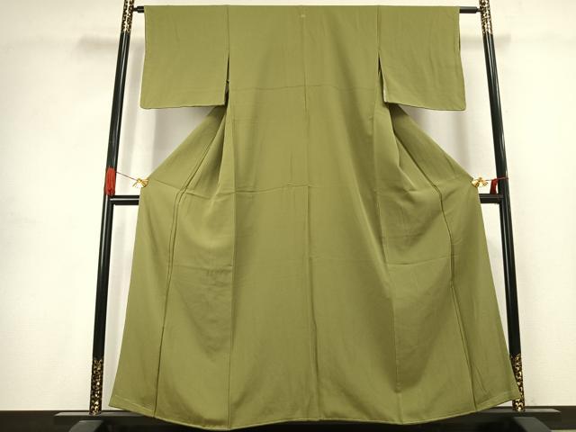 平和屋着物●上質な色無地 青丹色 正絹 逸品 未使用 AABJ4719fy