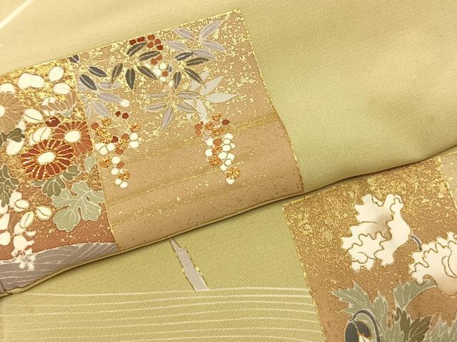 平和屋着物●訪問着 駒刺繍 草花文 金彩 正絹 逸品 AABJ4726fy