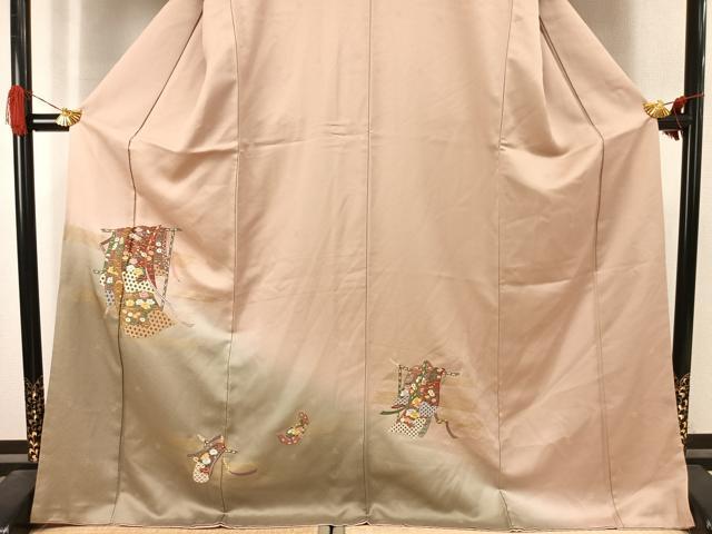平和屋着物●訪問着 刺繍 誰が袖文 暈し染め 金彩 ロング丈 正絹 逸品 AABJ4728fy
